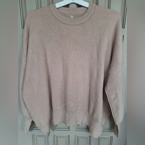 Unbranded Sweaters - Unisex Oversized Sweater SzL Long Sleeve Knit Banded Hem/Collar/Cuff Creme Knit